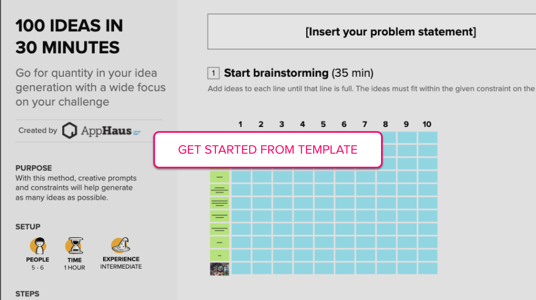 SAP 100 ideas template