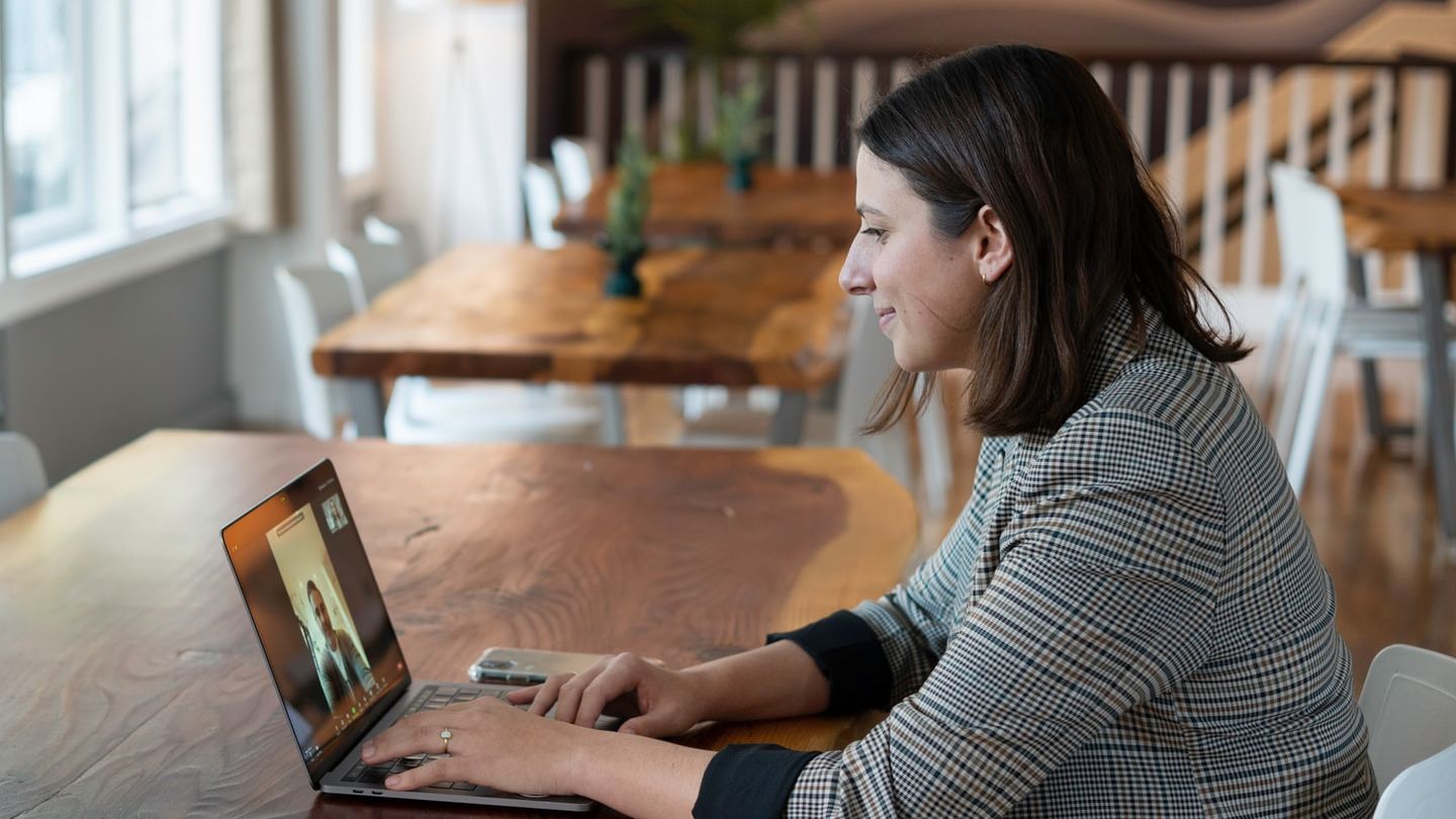 A woman on a video call