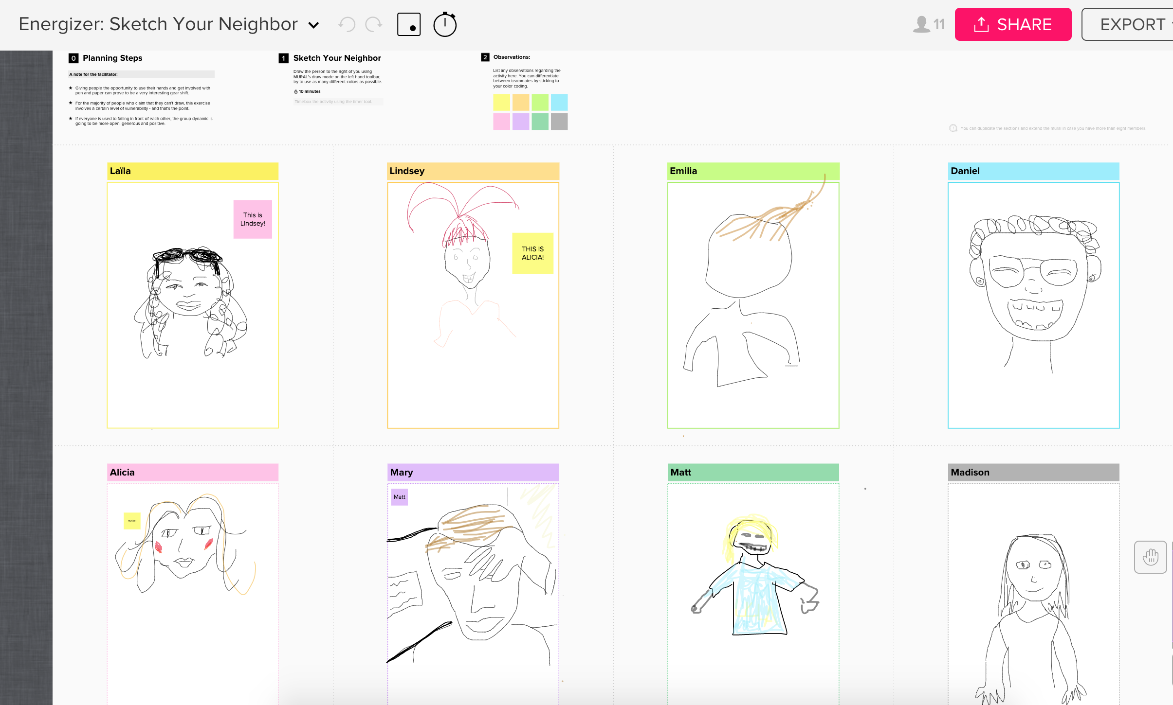 The Sketch Your Neighbor template by Mural