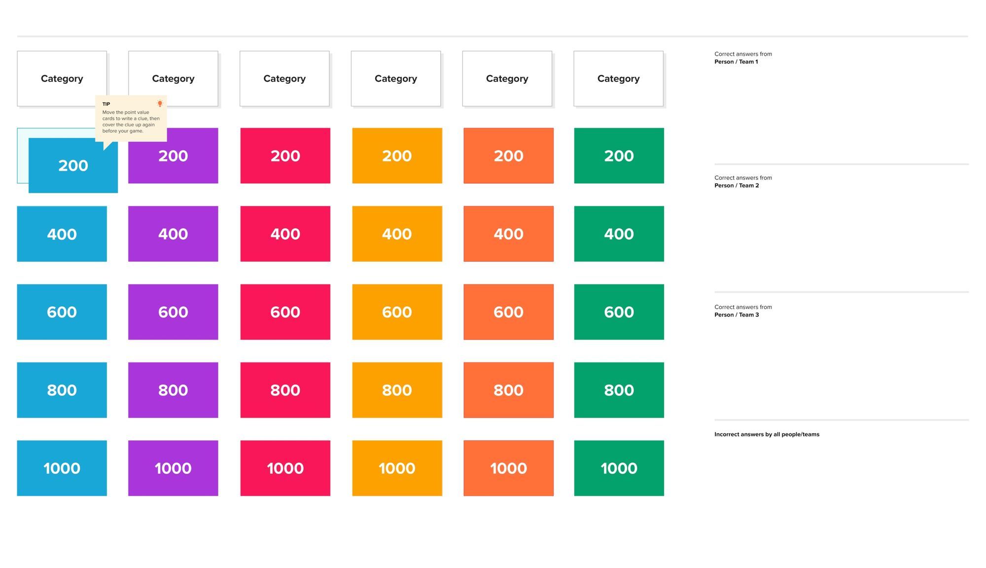 Trivia game template from MURAL