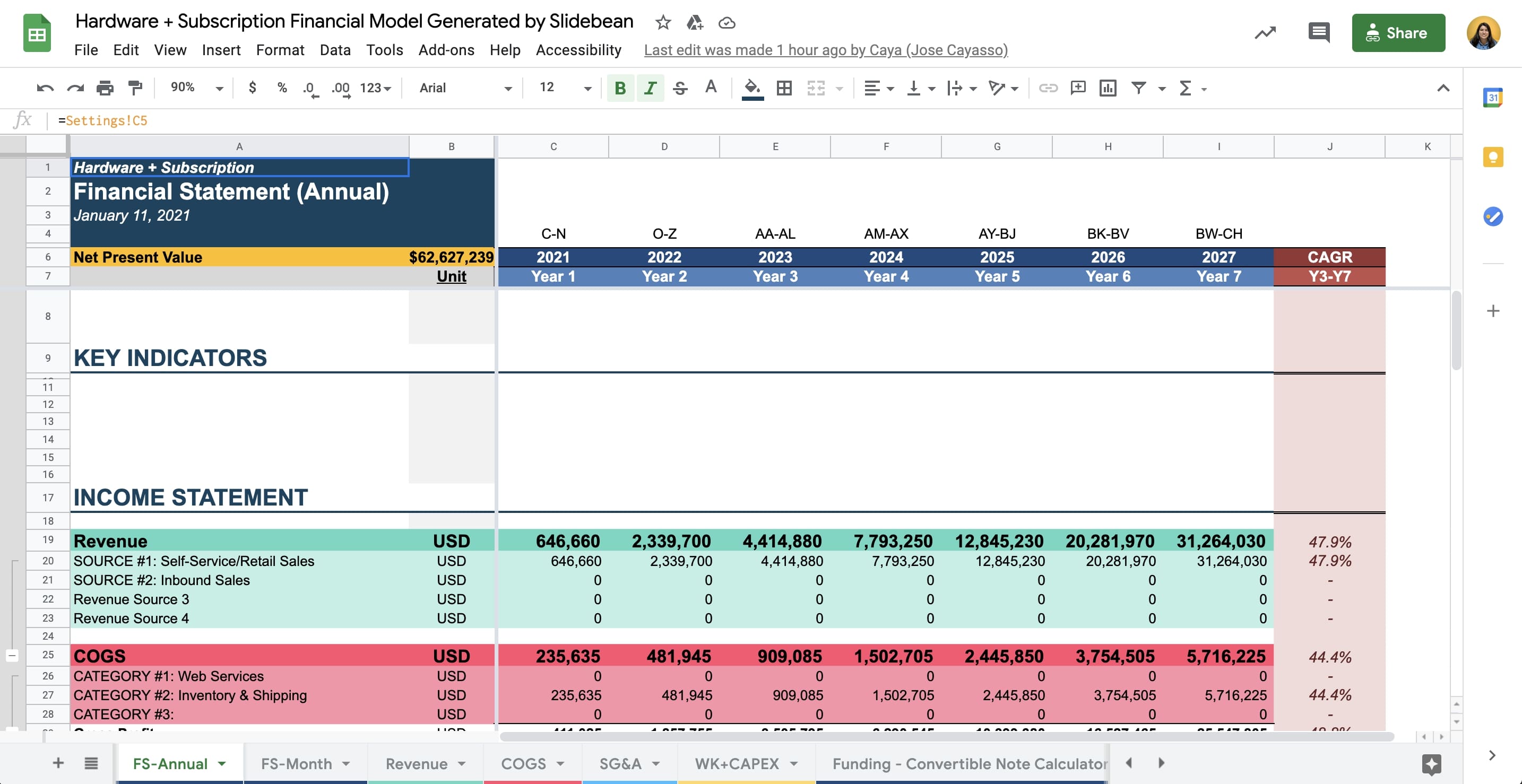 Financial Model for Hardware + Subscription Slidebean