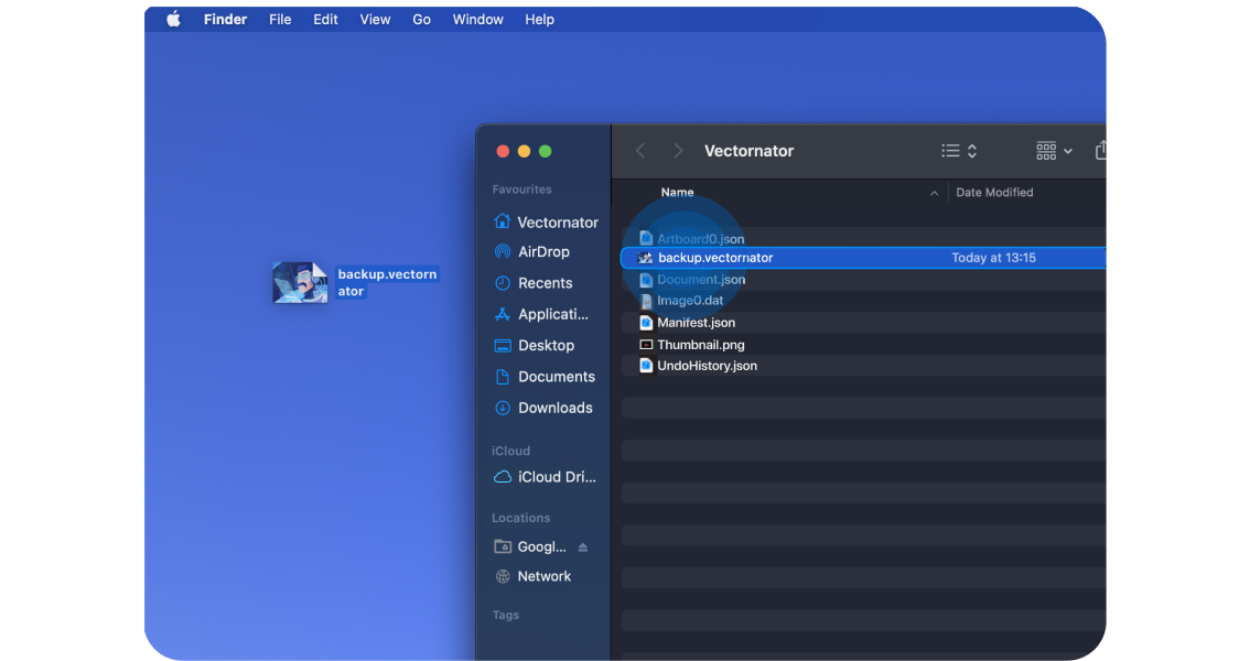 Recover Vectornator backup