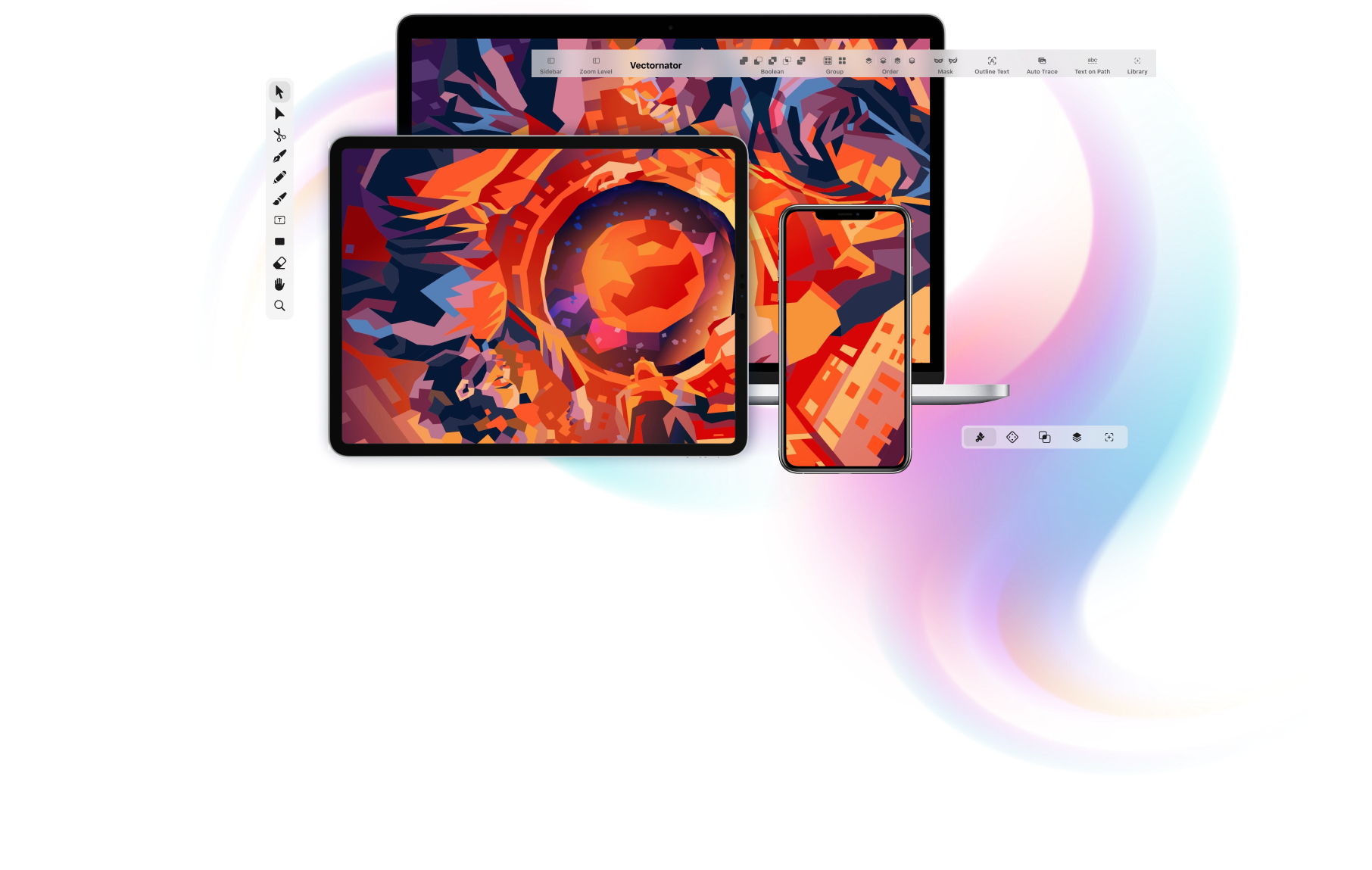 Vectornator available for iPad, Mac and iPhone devices.