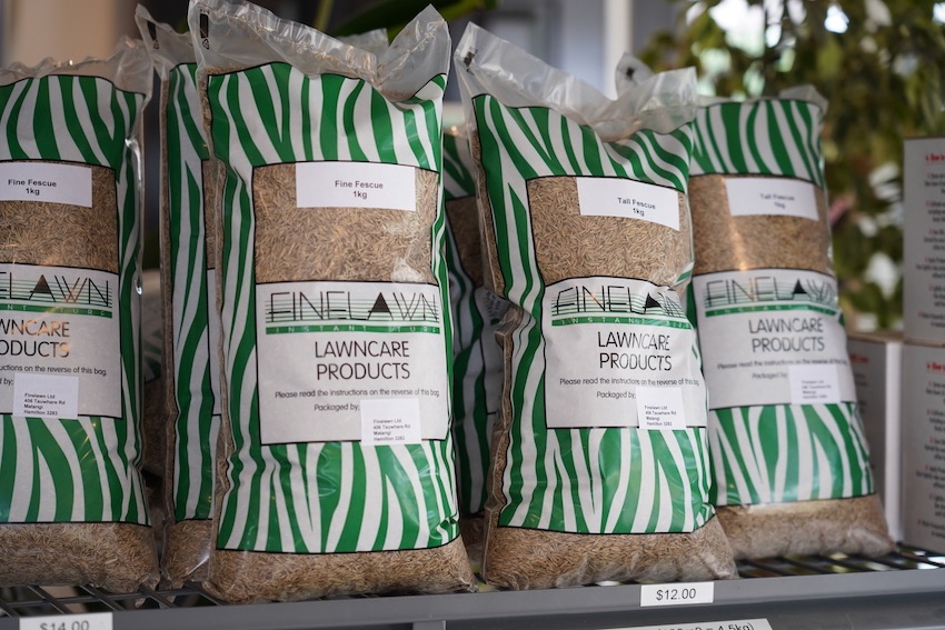 seeds bagged on shelves