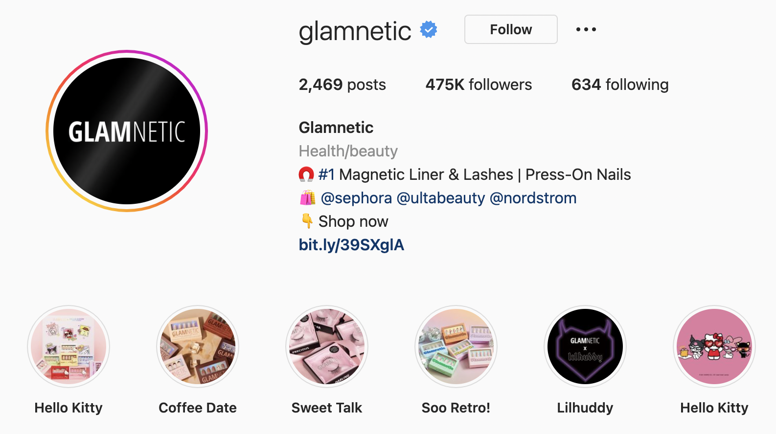 Glamnetic's instagram, which shares a welcome DM to improve customer experience. 