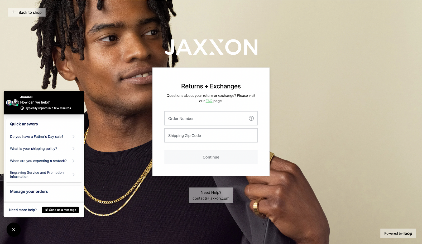 Jaxxon's live chat helps customers manage their orders and answer common questions. Great for CX!