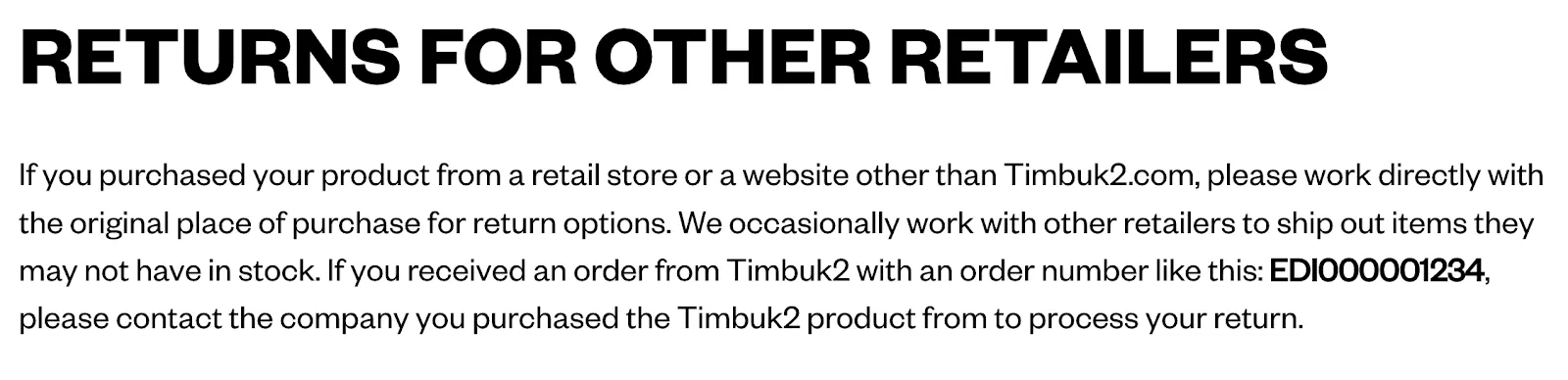 Timbuk2's refund and return policy.