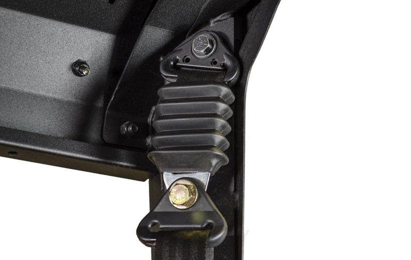 Image of the top mounting area of a seat belt on a utility vehicle