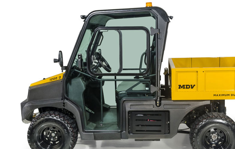 Image of the side of a utility vehicle showing its door
