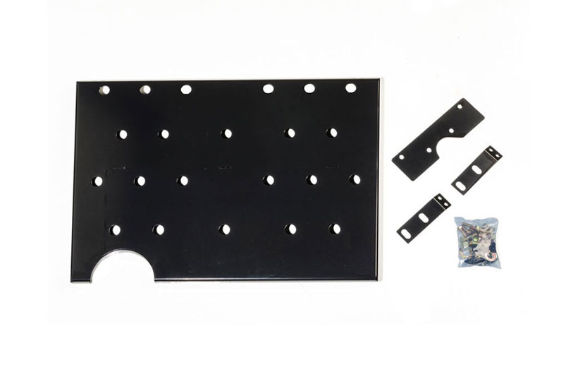 Image of the parts of a skid plate on a white background.
