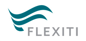 Blue Green Flexiti logo mark and gray text spelling flexiti