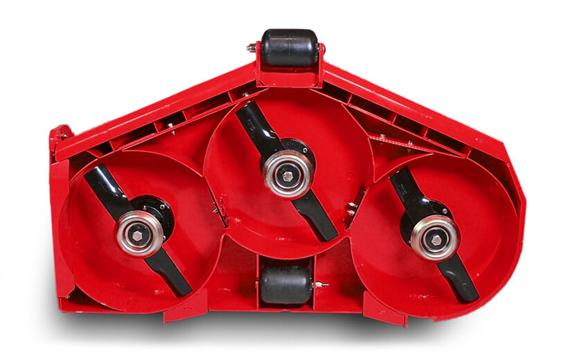 Image of the underside of a deck with red metal closing off deck openings