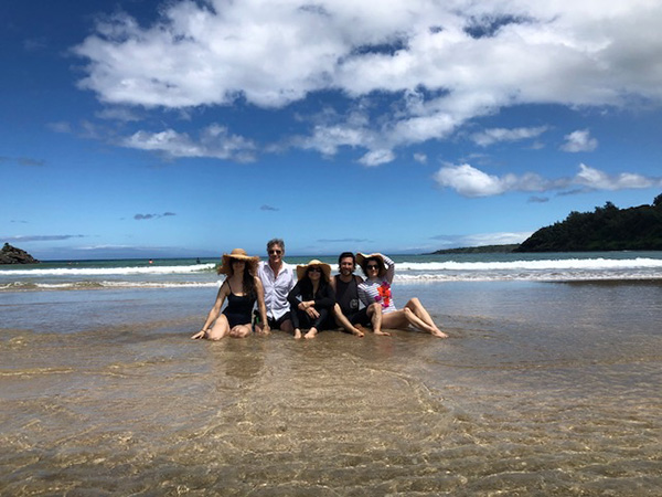 Photo of Cathy Waterman's family on vacation at the beach.