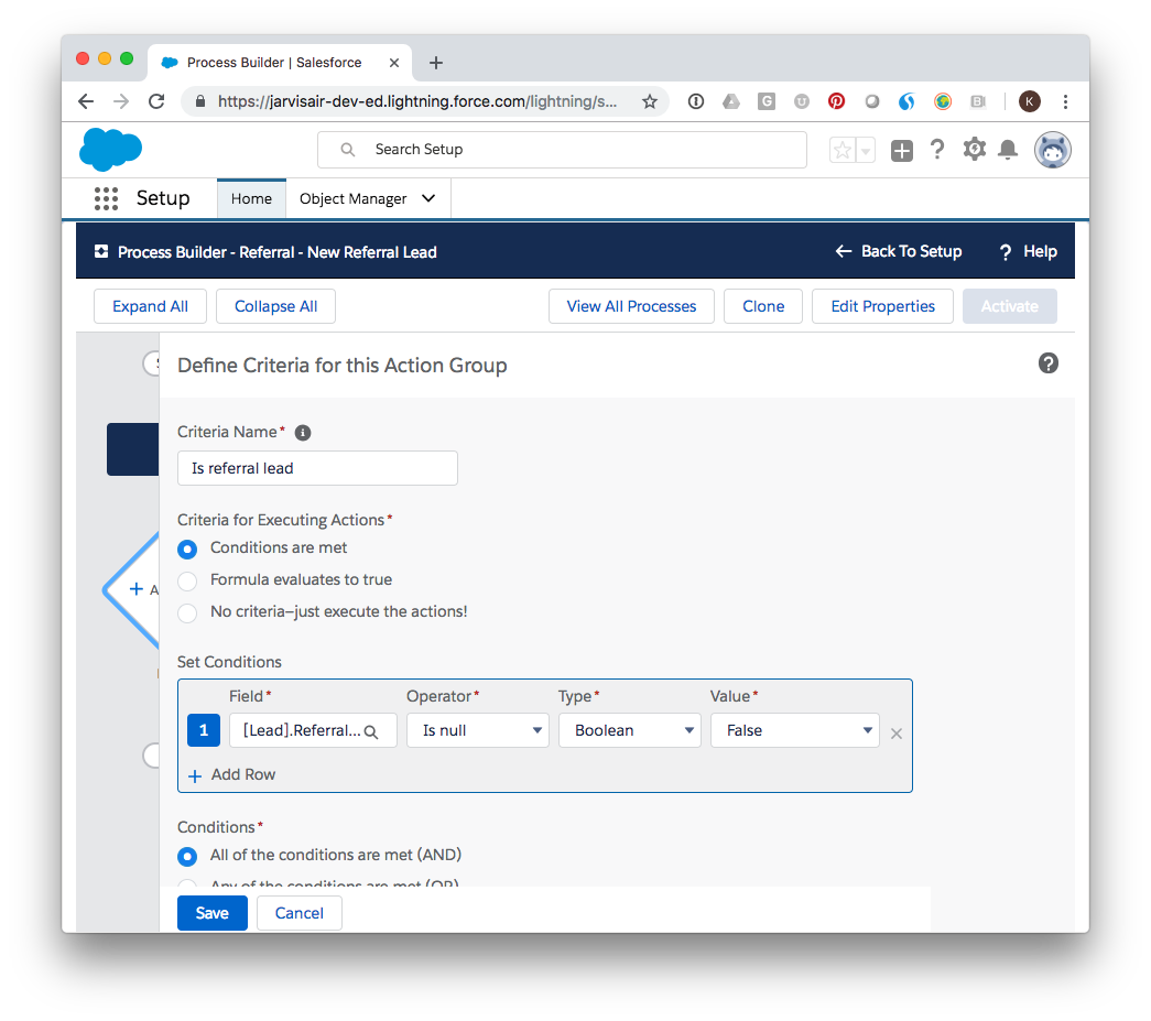 filter to check for referral lead