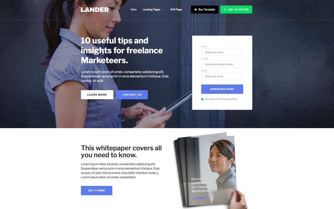 Lander - Landing page HTML5 Responsive Website Template