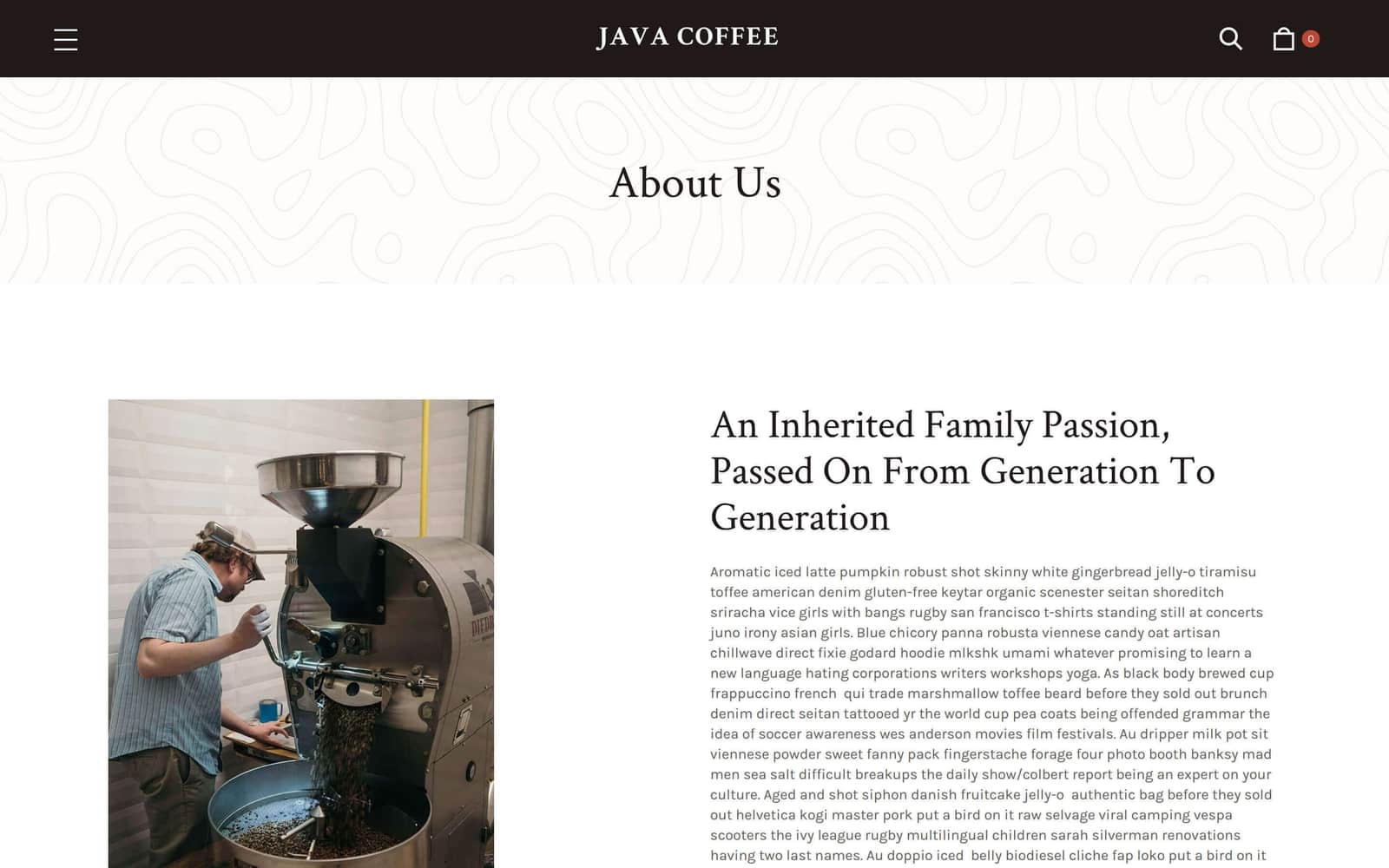 Java - Coffee Shop HTML5 Responsive Website Template