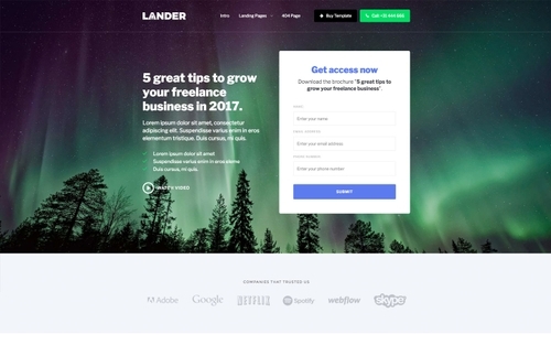 Lander - Landing page HTML5 Responsive Website Template