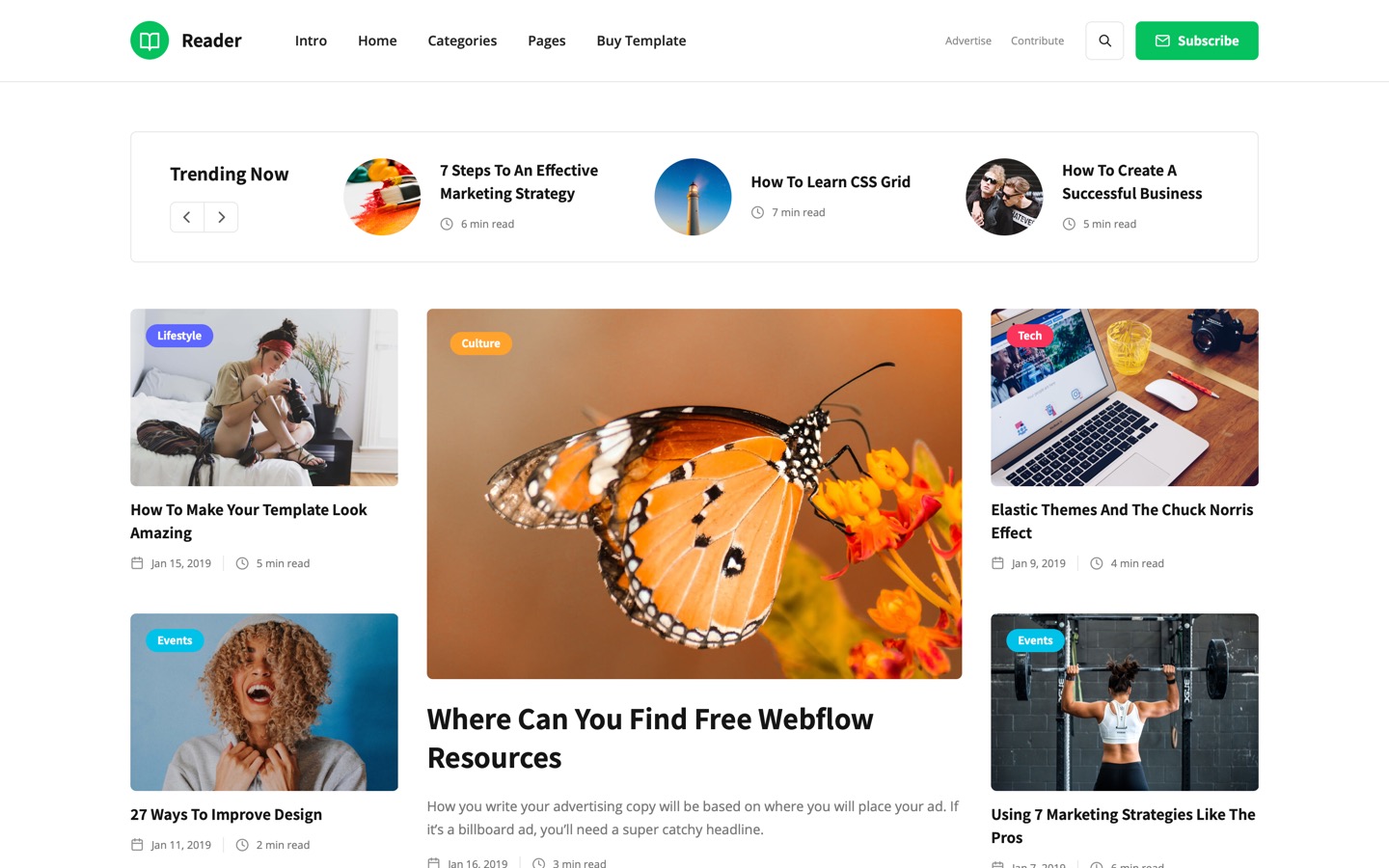 Website Reader Example Reader - Blog HTML5 Responsive Website Template