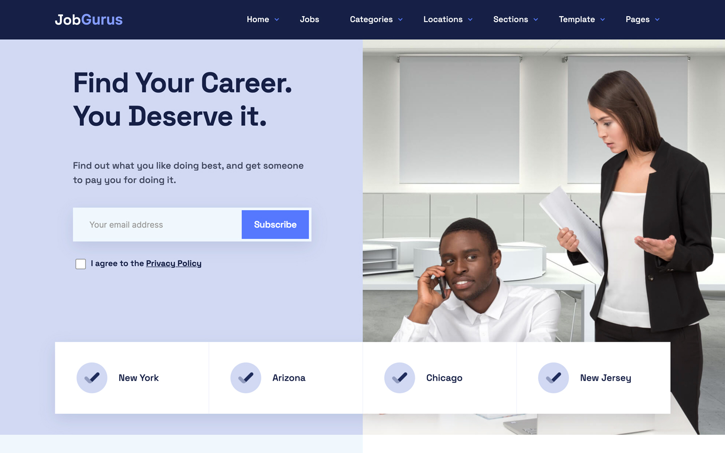 JobGurus Job Portal HTML5 Responsive site Template