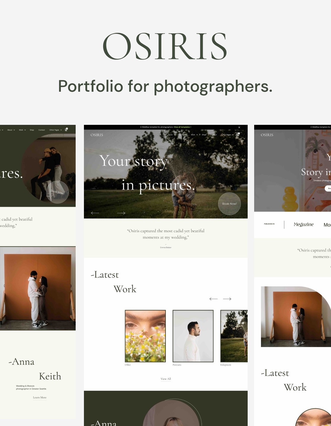 Photography Website Templates Available at Webflow