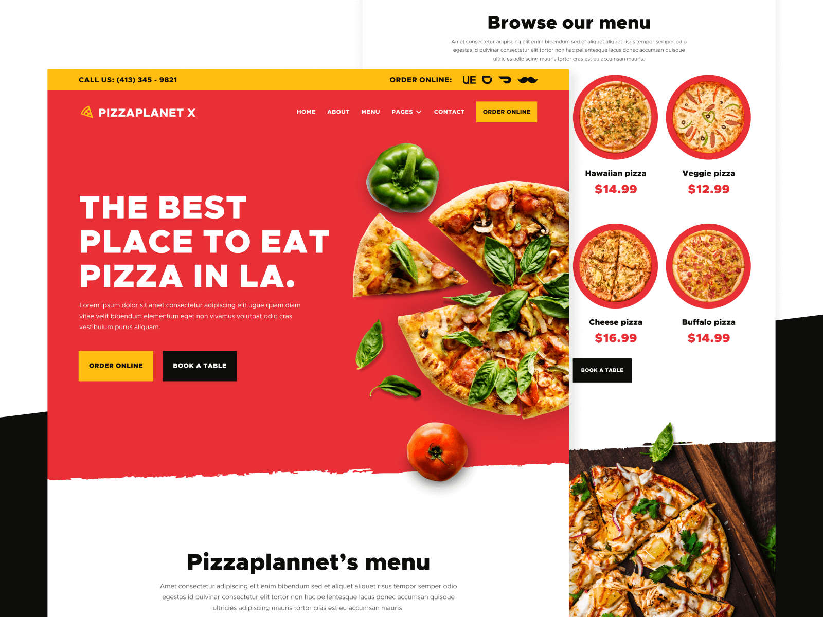 Pizzaplanet X - Restaurant HTML5 Responsive Website Template