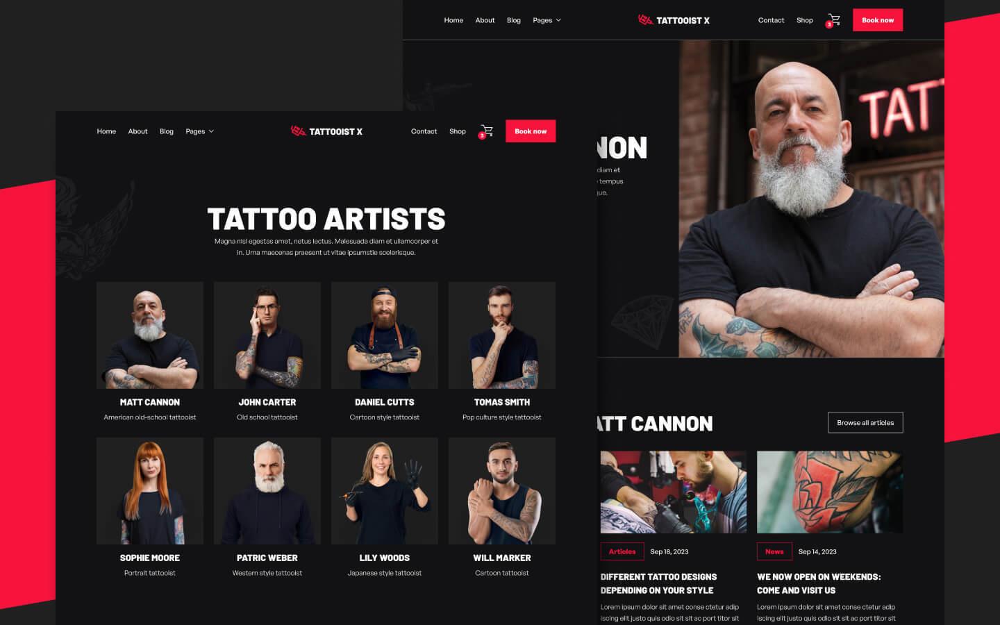 Tattooist X Artist HTML5 Responsive site Template