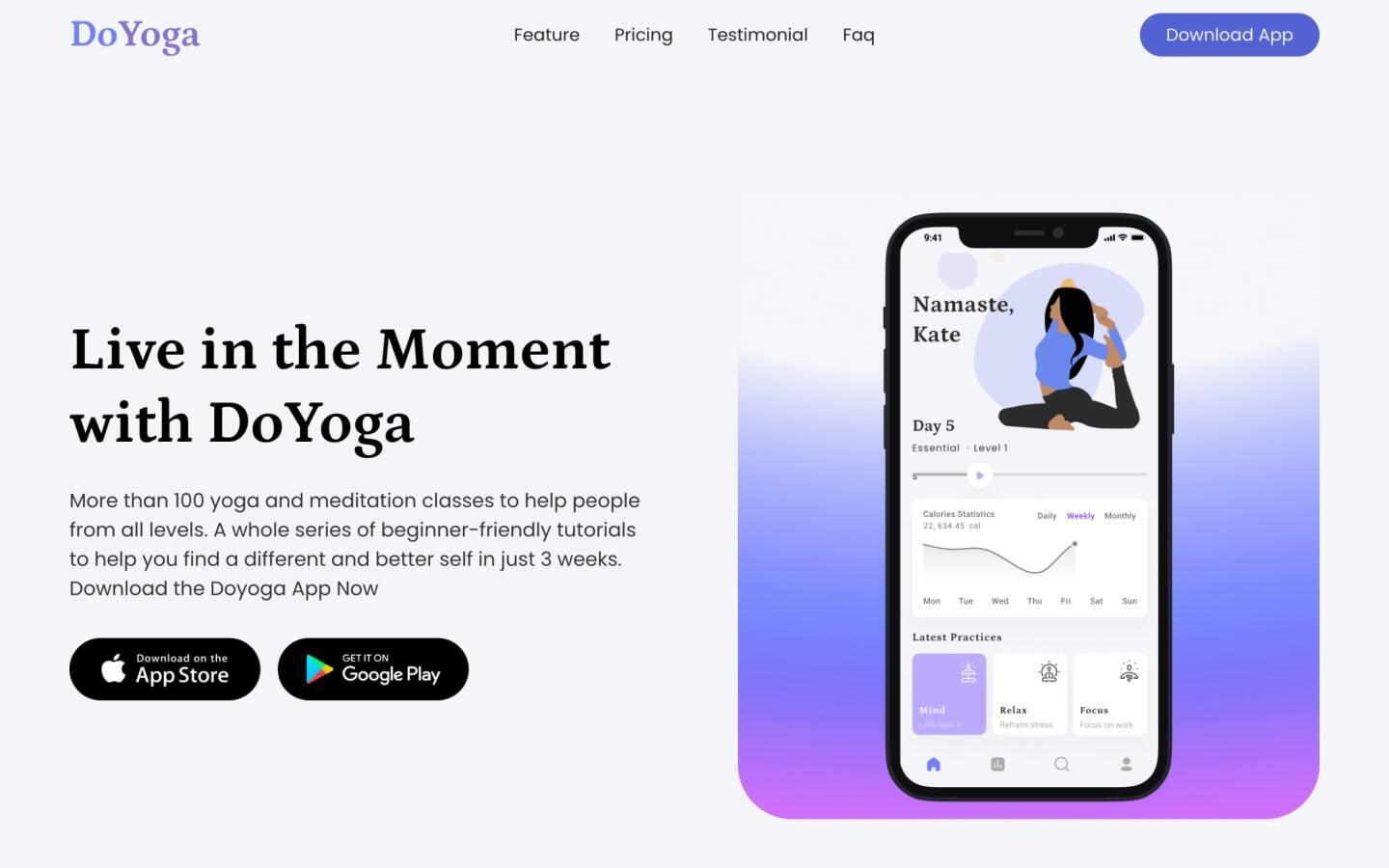 DoYoga - App HTML5 Responsive Website Template