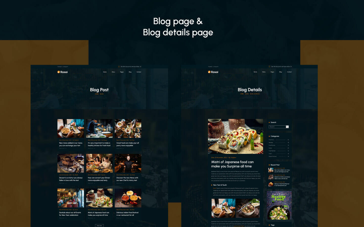 Restaurant Webflow template for Webflow CMS