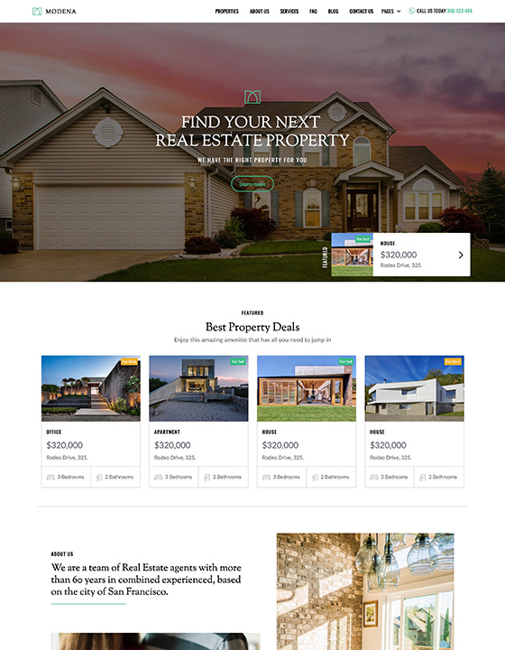 Modena Real Estate HTML5 Responsive site Template