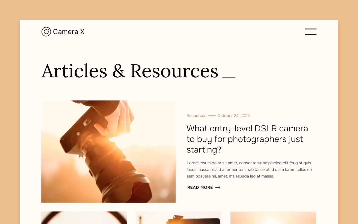 Camera X - Photography HTML5 Responsive Website Template
