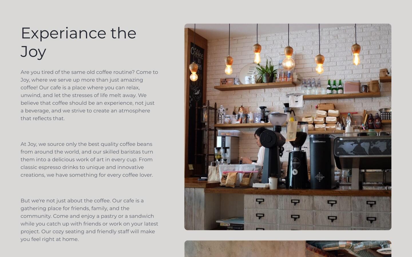 Joy Coffee Shop HTML5 Responsive site Template