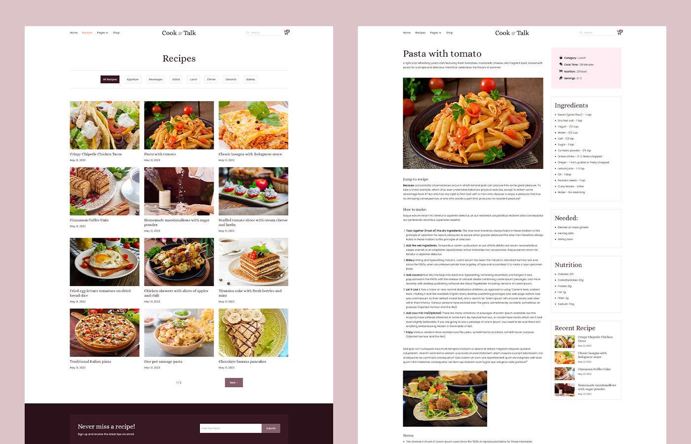 Cook Talk - Recipe HTML5 Responsive Website Template