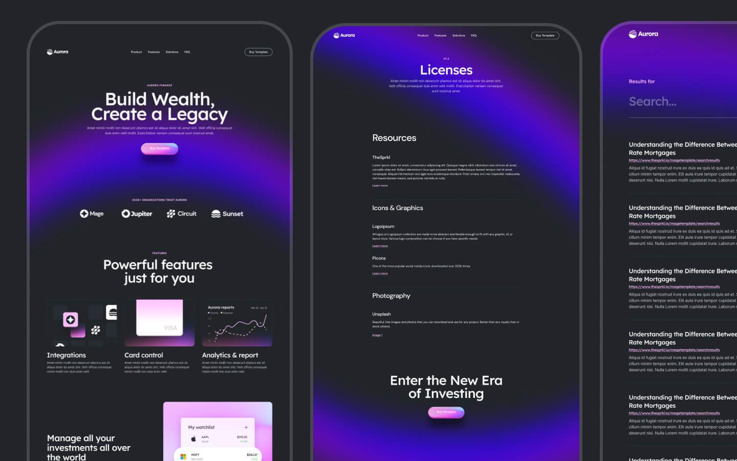 AuroraLP - Finance HTML5 Responsive Website Template