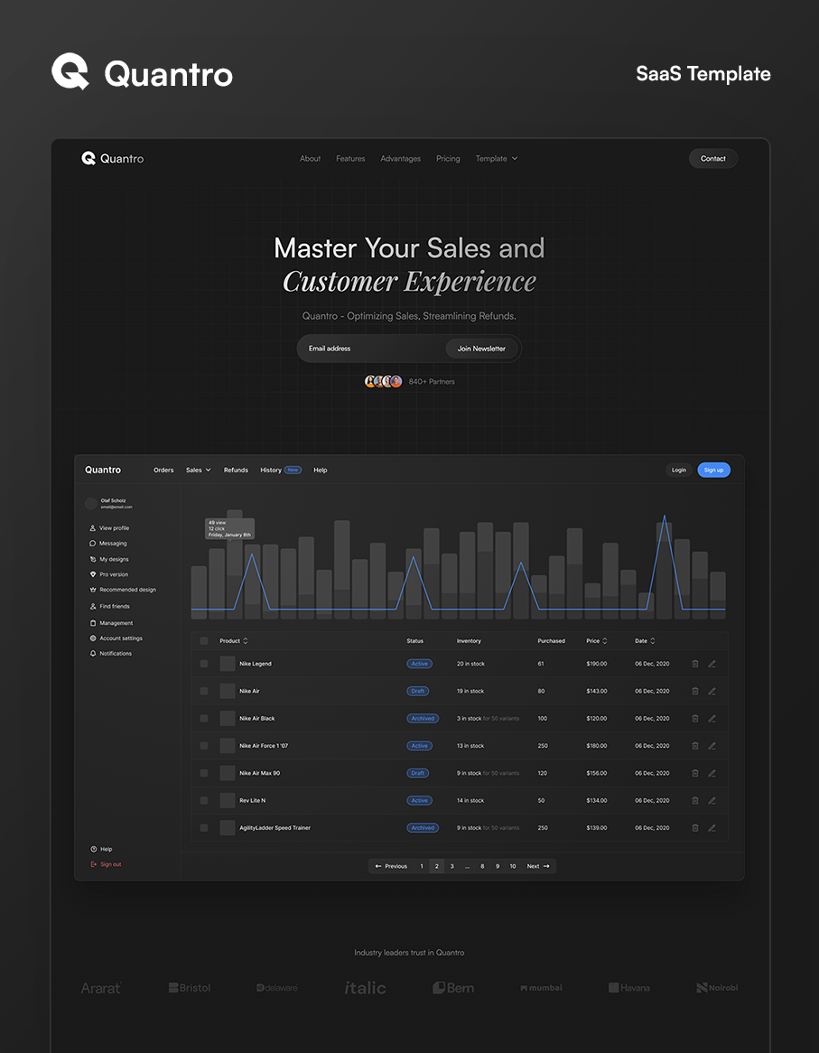 Quantro - SaaS HTML5 Responsive Website Template image.