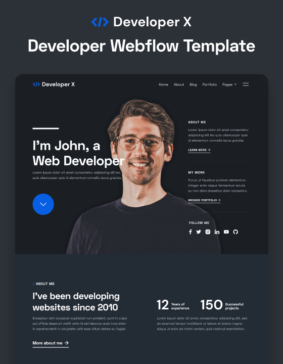 Developer X by BRIX Templates - Portfolio design asset by webflow