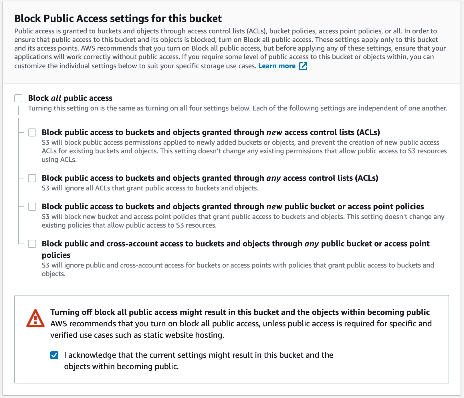 Open Public Access Settings