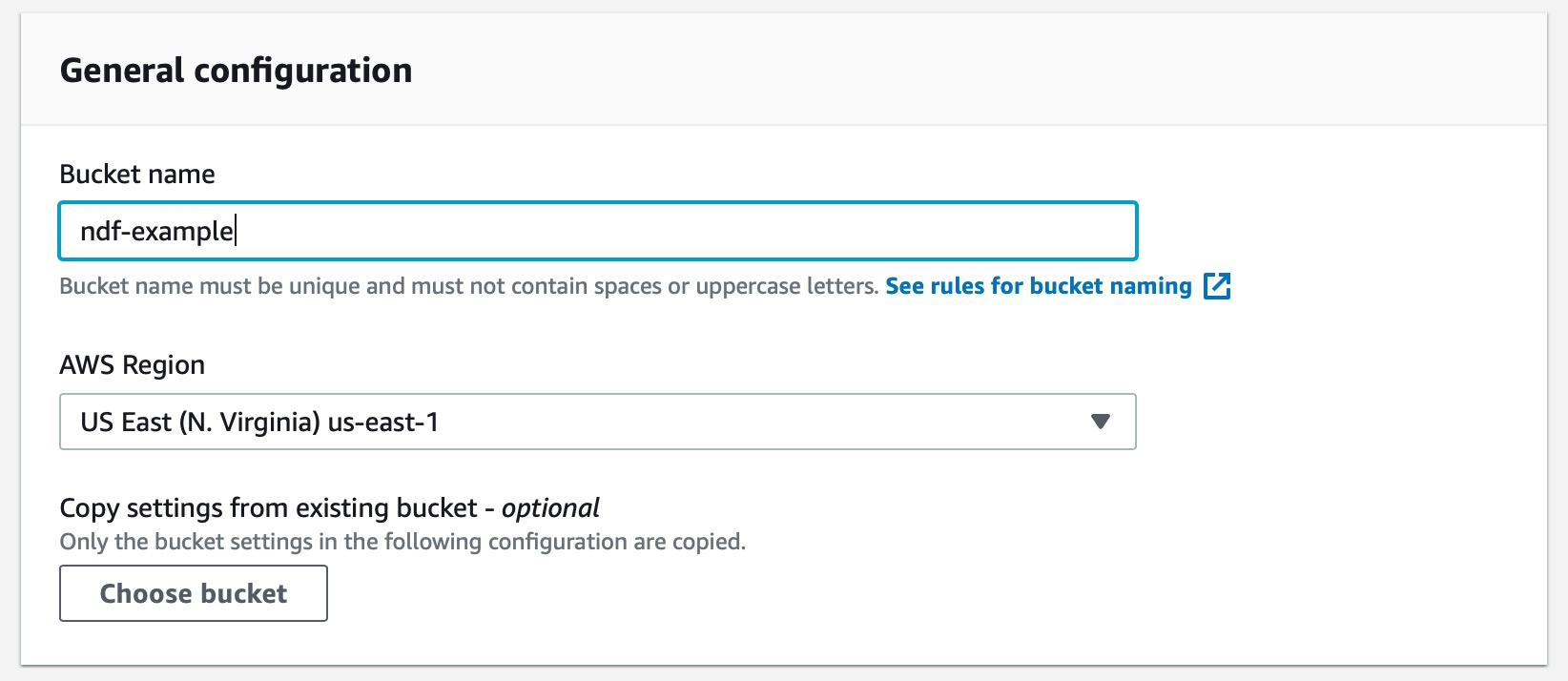 Create Bucket Screen