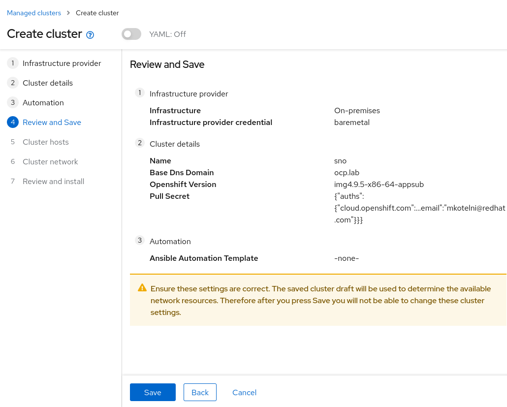 Deploying Single Node Bare metal OpenShift using Advanced Cluster ...