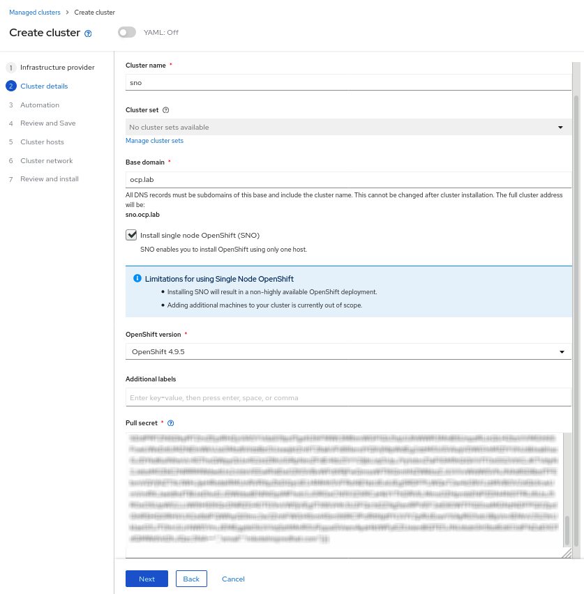 Deploying Single Node Bare metal OpenShift using Advanced Cluster ...