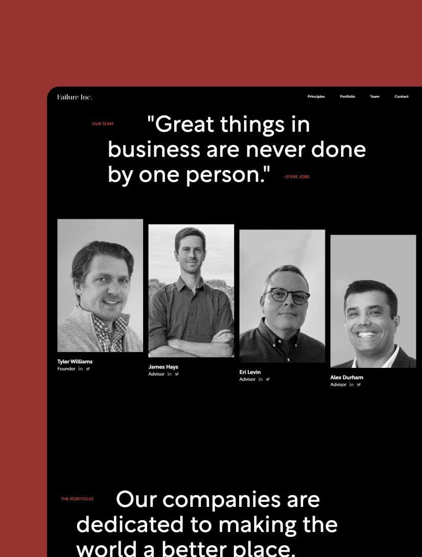 Failure Inc. - Webflow Website Development