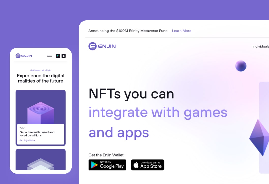 Enjin -Enterprise Webflow Website Development, Wireframes, Direction and Design 