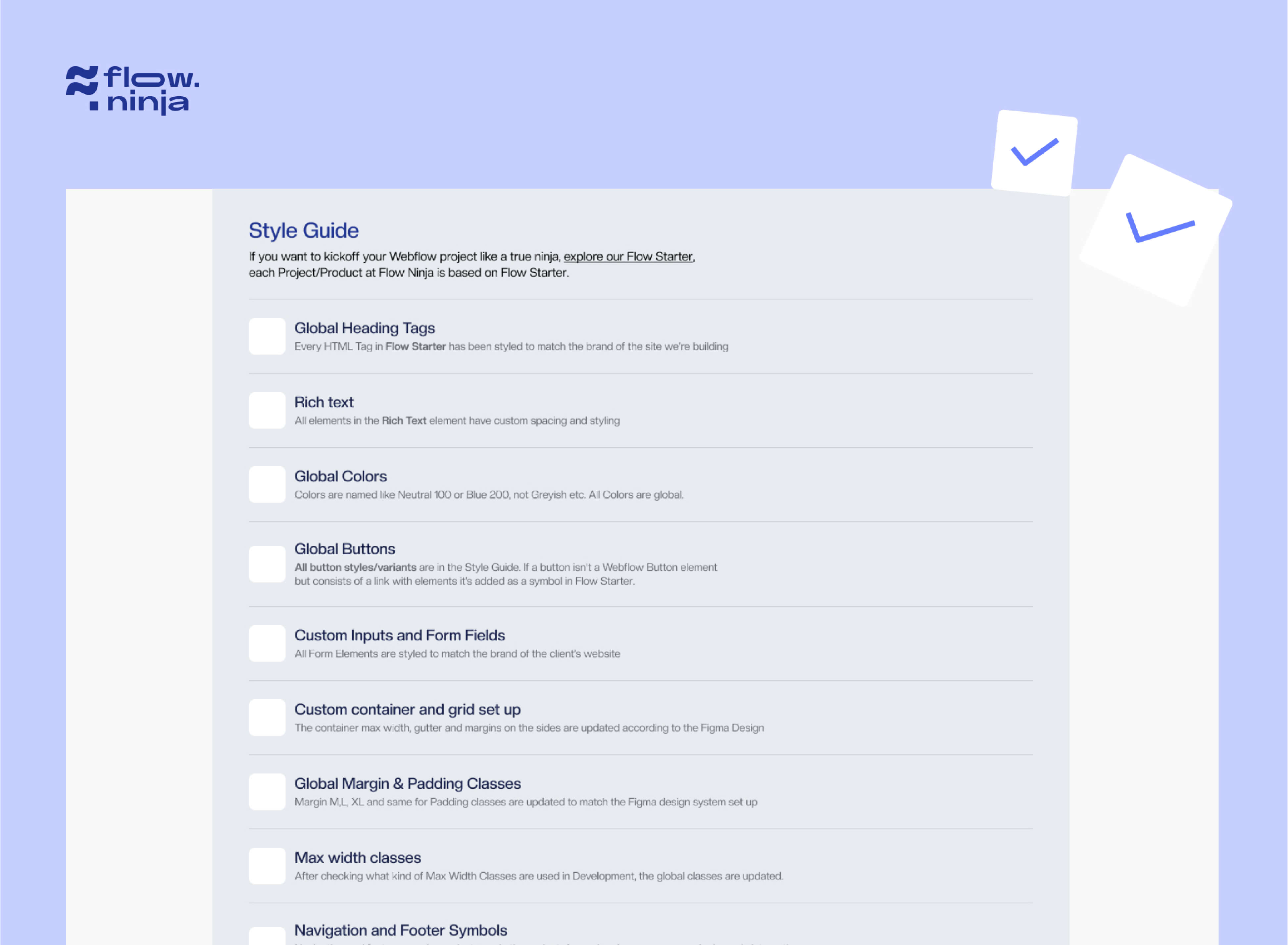 Free Webflow Pre Launch Checklist Flow Ninja