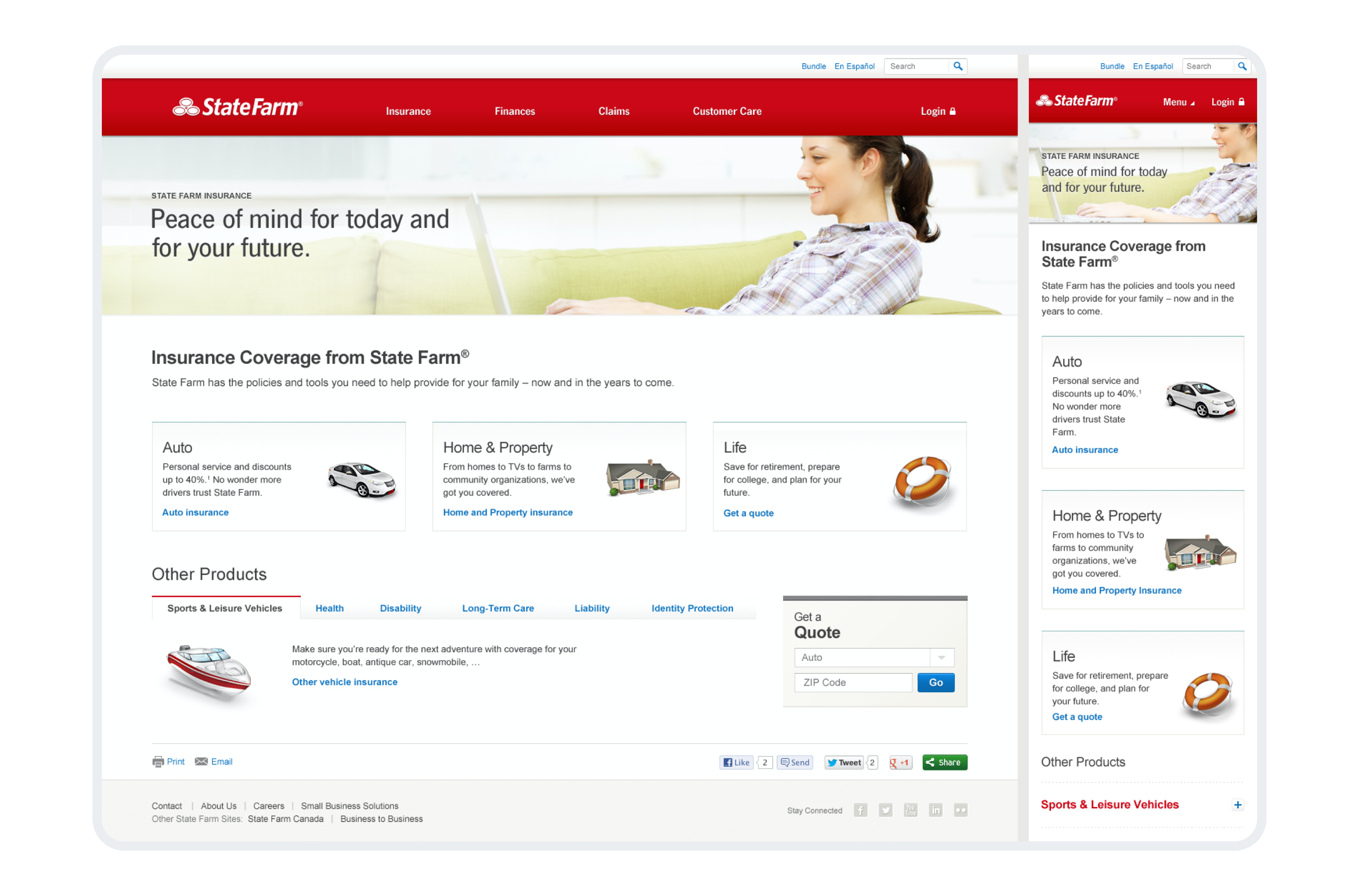 State Farm Website Header Statefarm
