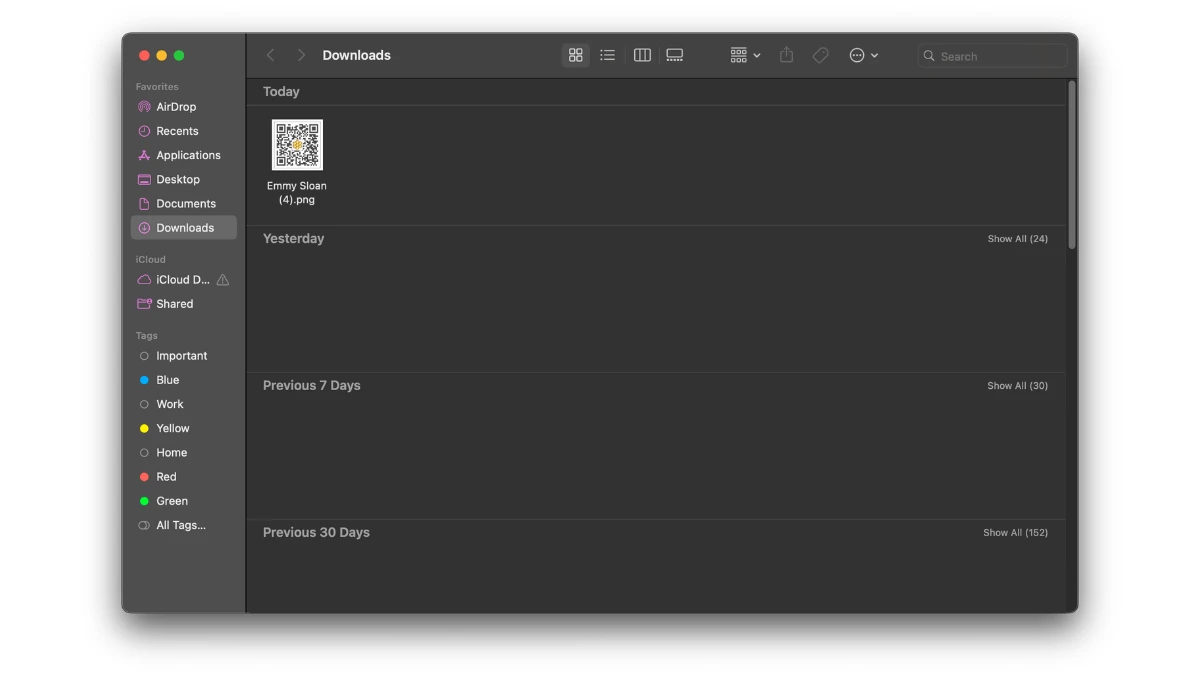 You can find your business card's QR code in your Downloads folder.