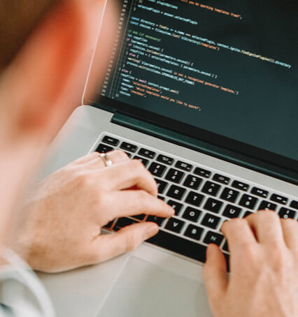 Developer working on laptop