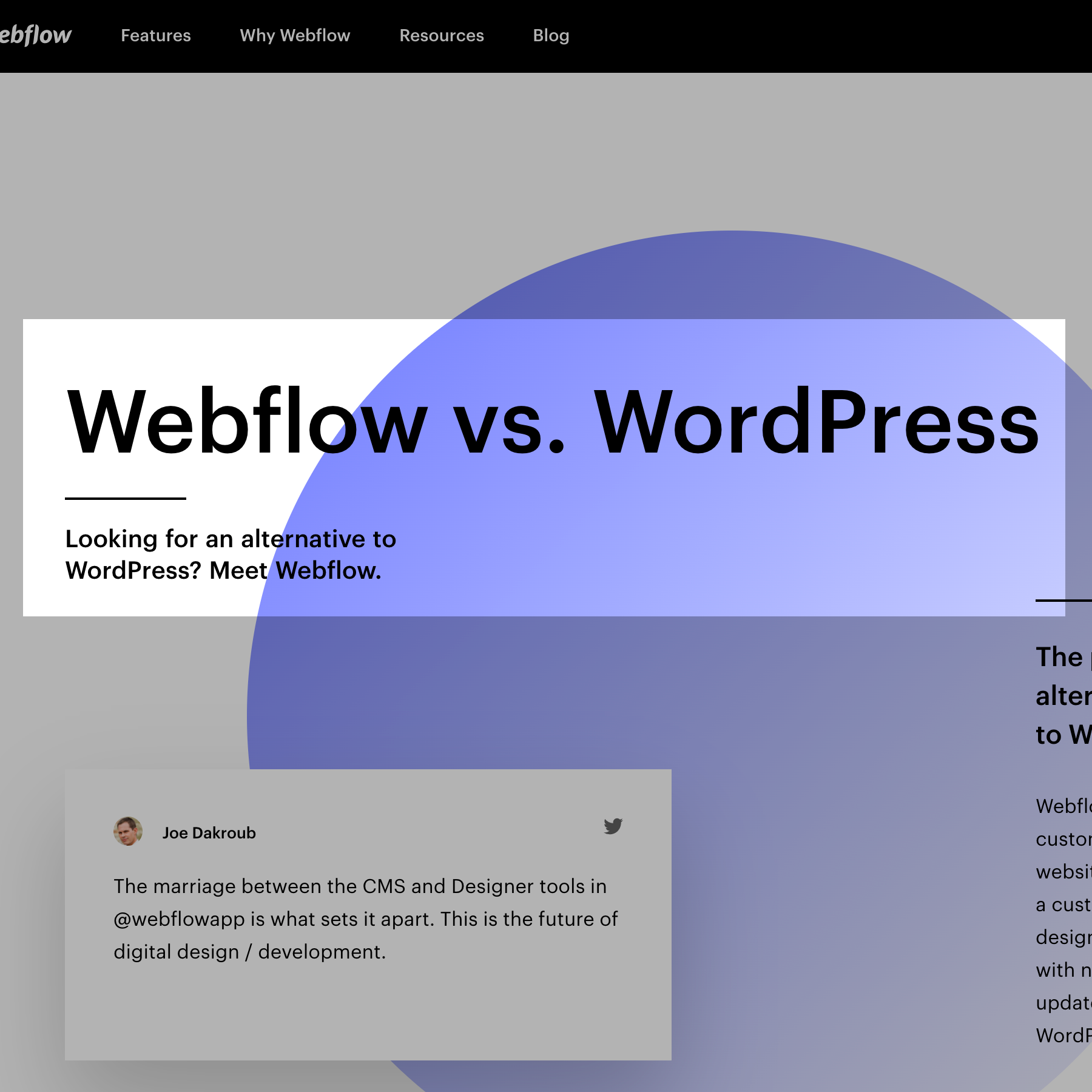 Webflow vs WordPress Comparison Page