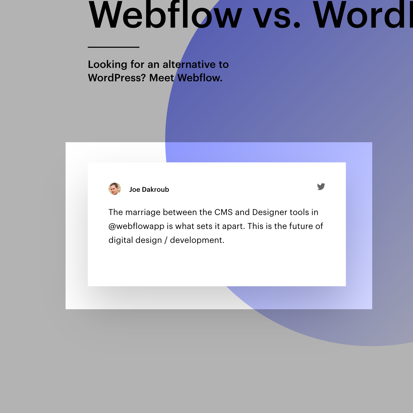 Webflow vs WordPress Comparison Page