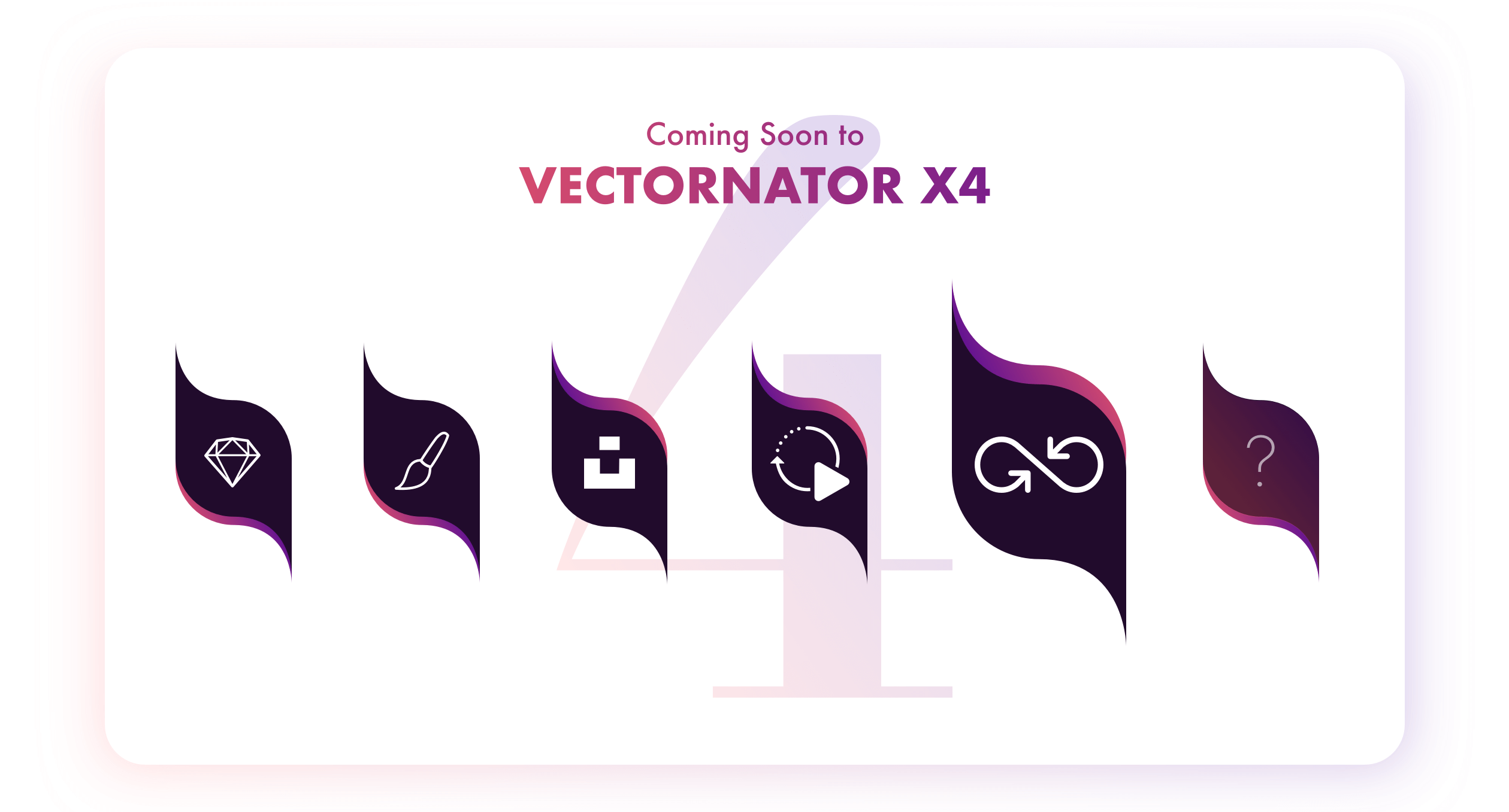 Promotional graphic for VECTORNATOR X4 with feature icons