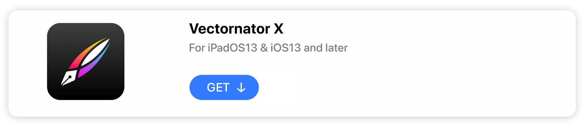 App download button for Vectornator X on a digital store interface