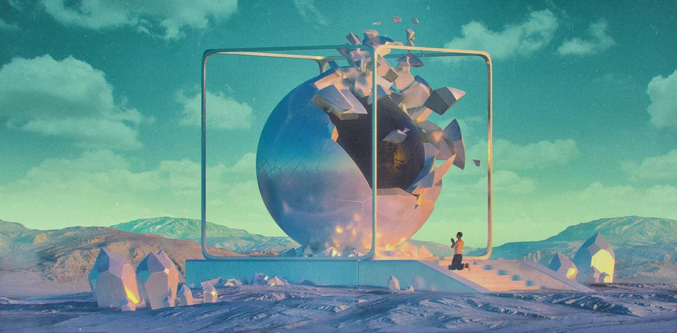 Detail view of Beeple's NFT artwork